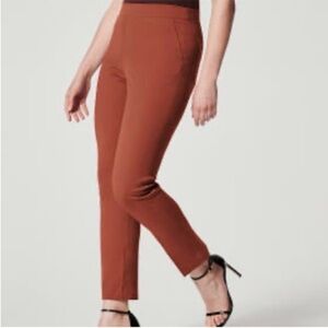 Spanx Medium Petite Pants On the Go Slim Straight Ankle Pants Bronze Glow NWT